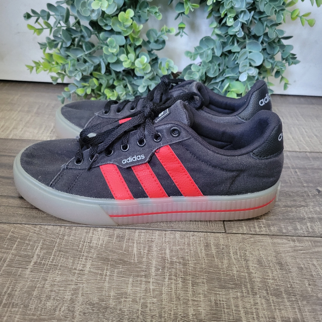 Adidas Daily 3.0 Black Red Sneakers Kids Size 6.5